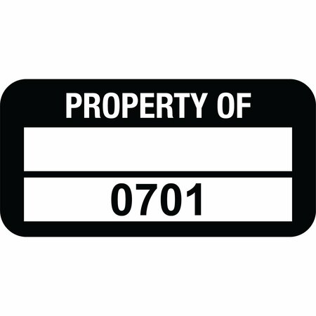 LUSTRE-CAL VOID Label PROPERTY OF Black 1.50in x 0.75in  1 Blank Pad & Serialized 0701-0800, 100PK 253774Vo2K0701